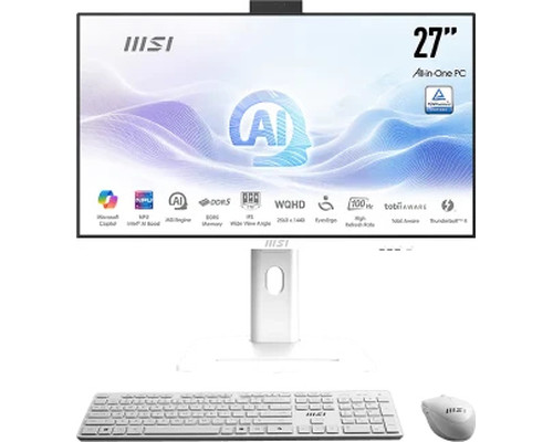 MSI AIO MODERN AM273QP AI 1UM-406EU. 27&rdquo; IPS PANEL 2560 X 1440 (WQHD) 100HZ . INTEL  IRIS XE GRAPHICS. SO-DIMM DDR5 16GB (8GB*2). 512G M.2 PCIE SSD. W11 PRO.BLANCO (Espera 4 dias)