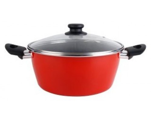 CACEROLA CON TAPA CRISTAL MAGEFESA K2 ROJO 20 ACERO
