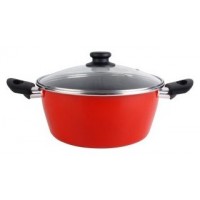 CACEROLA CON TAPA CRISTAL MAGEFESA K2 ROJO 24 ACERO