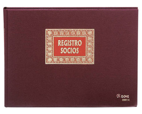 DOHE Libro registo de socios forrado tela 100h numeradas folio apaisado