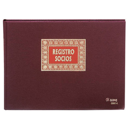 DOHE Libro registo de socios forrado tela 100h numeradas folio apaisado