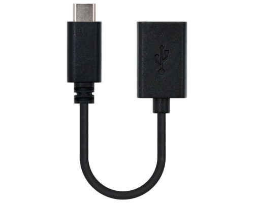 Nanocable - Cable USB 2.0 3A USB-C/M-A/F 15cm Negro