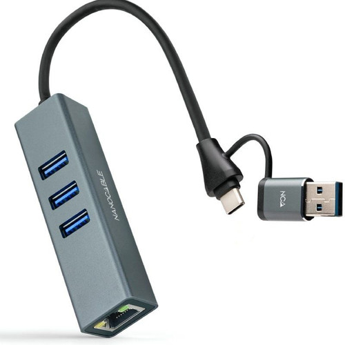 NANOCABLE CONVERSOR USB-C+USB-A/M 3.0 ETHERNET+ 3xUSB-A 15CM