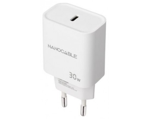 USB-C/PD 30W, 3A, 26x41x82 mm, Blanco