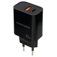 Nanocable Cargador USB-C/PD+USB-A/QC 30W Negro