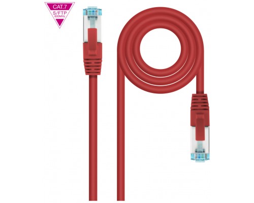 CABLE DE RED LATIGUILLO 600MHZ LSZH SFTP PIMF CAT7 AWG26 0.25 M ROJO NANOCABLE (Espera 4 dias)