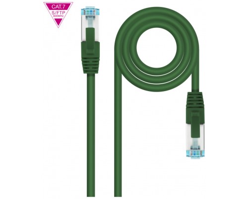 CABLE DE RED LATIGUILLO 600MHZ LSZH SFTP PIMF CAT7 AWG26 2 M VERDE NANOCABLE (Espera 4 dias)