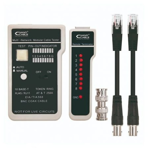 NANOCABLE TESTEADOR PARA CABLE RJ11/RJ12/RJ45, COAXIAL-IR40 NANOCABLE TESTEADOR PARA CABLE RJ11/RJ12/RJ45, COAXIAL