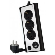 Regleta de Sobremesa con 3 Tomas de Tierra y 2