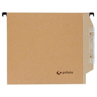 GRAFOPLAS Paq.50 carpetas colgantes visor lateral lomo V A4 kraft