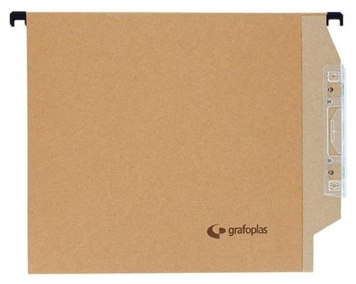 GRAFOPLAS Paq.50 carpetas colgantes visor lateral lomo V A4 kraft