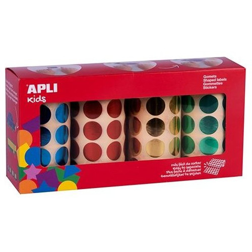 APLI PAQ.4 ROLLOS GOMETS REDONDOS DIAM 20MM COLORES METALIZADOS