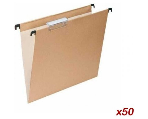 Grafoplas Carpeta colgante - Visor superior - Kraft - Varilla de plastico - Folio - Lomo en ""V"" - Pack 50 ud