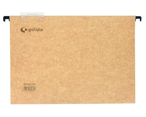Grafoplas Carpeta colgante - Visor superior - Kraft bicolor - Varilla de plastico - folio - Lomo en ""V"" - Pack 50 ud