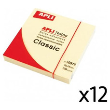 APLI Bloc notas adhesivas 100h 75x75mm amarillo-IR43 APLI Bloc notas adhesivas 100h 75x75mm amarillo