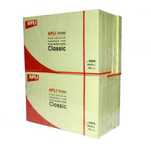 Apli Notas adhesivas - 100 hojas - 75 x 125 mm - Color amarillo-IR35 Apli Notas adhesivas - 100 hojas - 75 x 125 mm - Color amarillo