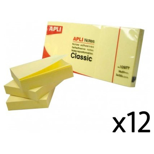 APLI Paq.3 blocs notas adhesivas 40x50mm amarillo-IR43 APLI Paq.3 blocs notas adhesivas 40x50mm amarillo