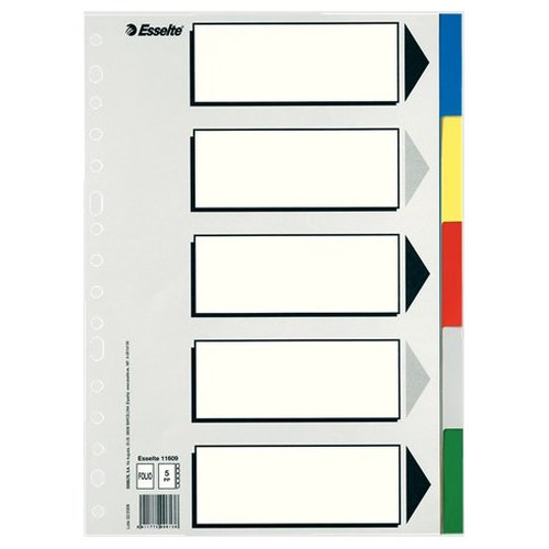 ESSELTE Separador PP 5h con indice carton folio-IR28 ESSELTE Separador PP 5h con indice carton folio