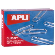 APLI CLIPS NIQUELADOS Nº 3 - 40MM CAJA DE 100