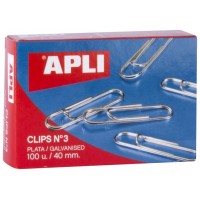 APLI CLIPS PLATEADOS Nº 3 - 40MM CAJA DE 100