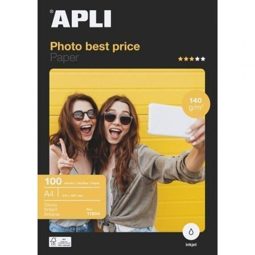 APLI Paq.100h papel fotografico Best Price glossy 140g A4-IR30 APLI Paq.100h papel fotografico Best Price glossy 140g A4