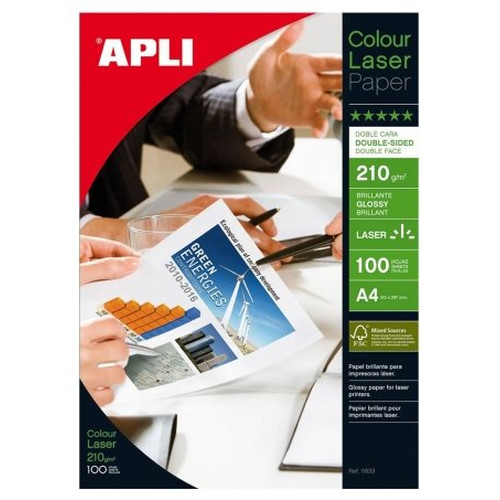 APLI Paq.100h papel fotografico Laser Glossy doble cara 210g A4-IR30 APLI Paq.100h papel fotografico Laser Glossy doble cara 210g A4
