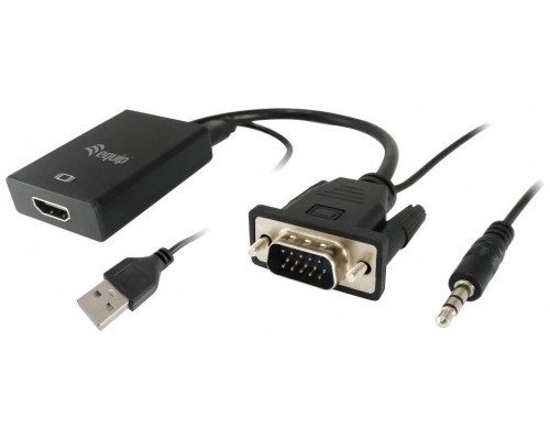 ADAPTADOR VGA MACHO A HDMI HEMBRA CON AUDIO JACK 3.5