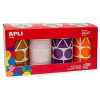 APLI PAQ.4 ROLLOS GOMETS FIGURAS GEOMETRICAS XL MARRON ROSA VIOLETA Y NARANJA