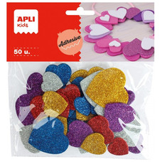 APLI B.50 FORMAS ADHESIVAS GOMA EVA CORAZONES PURPURINA-IR25 APLI B.50 FORMAS ADHESIVAS GOMA EVA CORAZONES PURPURINA