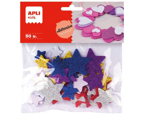 APLI B.50 FORMAS ADHESIVAS GOMA EVA ESTRELLAS PURPURINA