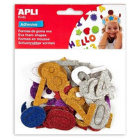 APLI B.50 FORMAS ADHESIVAS GOMA EVA NUMEROS PURPURINA