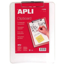 Apli Portabloc con pinza - PP - 23 x 32 cm - Color transparente-IR31 Apli Portabloc con pinza - PP - 23 x 32 cm - Color transparente