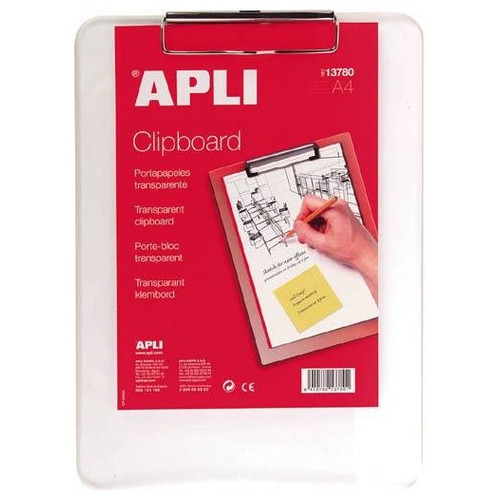 Apli Portabloc con pinza - PP - 23 x 32 cm - Color transparente-IR31 Apli Portabloc con pinza - PP - 23 x 32 cm - Color transparente