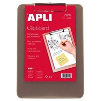 Apli Portabloc con pinza - PP - 23 x 32 cm - Color gris translucido