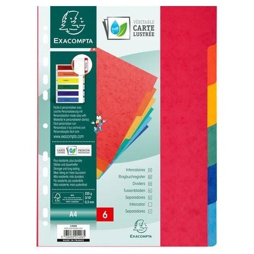 EXACOMPTA Juego 12 separadores cartulina multicolor 225g-IR43 EXACOMPTA Juego 12 separadores cartulina multicolor 225g