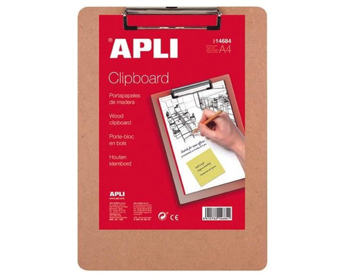 APLI Portablocs con clip base madera A4