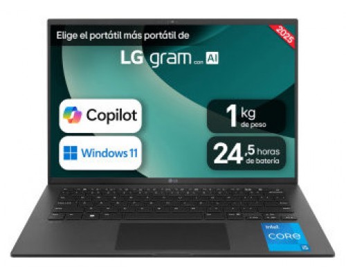 LG 14Z90RU-G.AP55B ordenador portatil Intel® Core™ i5 i5-1334U Portátil 35,6 cm (14") WUXGA 16 GB LPDDR4x-SDRAM 512 GB SSD Wi-Fi 6E (802.11ax) Windows 11 Pro Inglés Negro (Espera 4 dias)