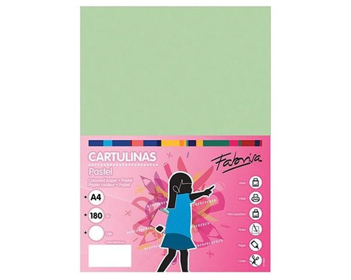 FABRISA Pack de 50 Cartulina 180gr A4 verde laguna-IR25 FABRISA Pack de 50 Cartulina 180gr A4 verde laguna