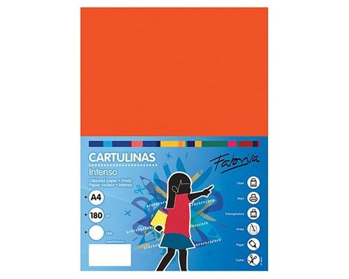 FABRISA Pack de 50 Cartulina 180gr A4 naranja azafran