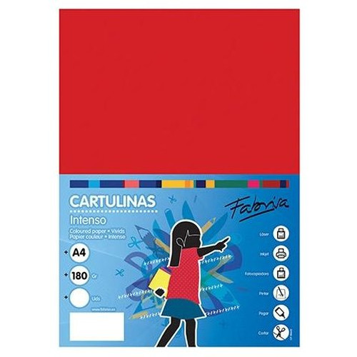 FABRISA Paq.50h cartulina 180gr A4 rojo
