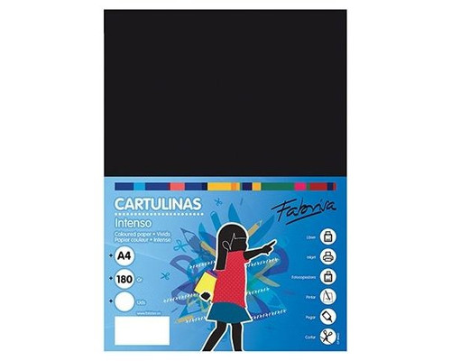 FABRISA Paq.50h cartulina 180gr A4 negro-IR26 FABRISA Paq.50h cartulina 180gr A4 negro