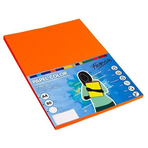 FABRISA Paq.100h papel color 80g A4 naranja azafran