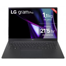 LG PORTATIL (16Z90SP-K.AA75B) GRAM PRO 16" 16Z90SP/ WINDOWS 11 HOME/ I7 155H TUBOBOOST/16GB LPDDR5/ 512 GB SSD/ IRIS ARC/ 1,2KG/ 23,5H (Espera 4 dias)