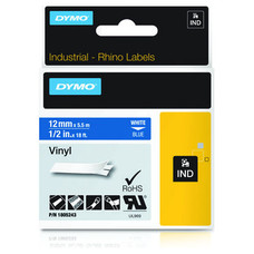 DYMO RHINO Cinta ID1-12 Blanco/azul vinilo-IR25 DYMO RHINO Cinta ID1-12 Blanco/azul vinilo