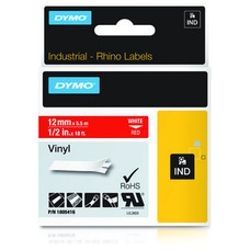 DYMO RHINO Cinta ID1-12 Blanco/rojo vinilo-IR25 DYMO RHINO Cinta ID1-12 Blanco/rojo vinilo