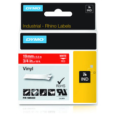 DYMO RHINO Cinta ID1-19 Blanco/rojo vinilo-IR25 DYMO RHINO Cinta ID1-19 Blanco/rojo vinilo