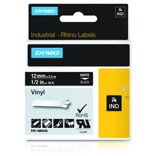 DYMO RHINO Cinta ID1-12 Blanco/negro vinilo-IR25 DYMO RHINO Cinta ID1-12 Blanco/negro vinilo