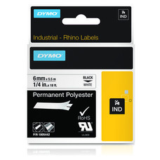 DYMO RHINO Cinta ID1-6 Negro/blanco polyester-IR25 DYMO RHINO Cinta ID1-6 Negro/blanco polyester