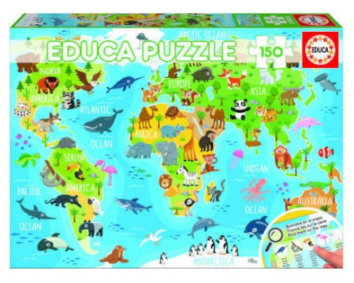 PUZZLE 150 MAPAMUNDI ANIMALES DE 6-8 AÑOS EDUCA BORRAS 18115 (Espera 4 dias)