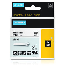 DYMO RHINO Cinta ID1-19 Negro/blanco vinilo-IR25 DYMO RHINO Cinta ID1-19 Negro/blanco vinilo